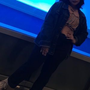 Plaid yellow blue crop top